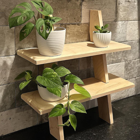Small Ladder Stand | Coffee Station Shelf | Bathroom Towel Rack | Gravity Plant Stand | Fenton River Woodworks