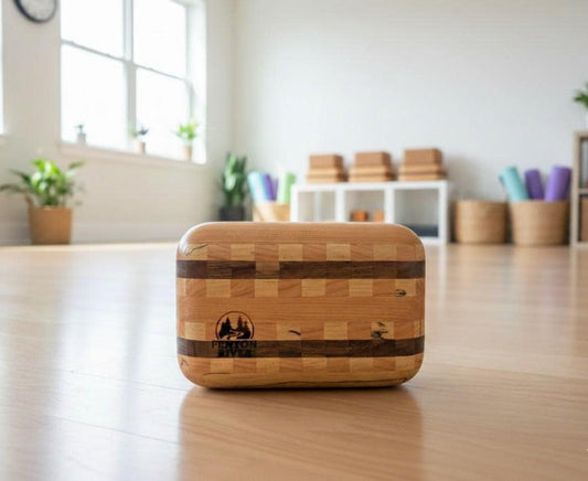 Artisan Weighted Hardwood Somatic Grounding Block (9x6x3) — Solid Mahogany, Cherry, and Maple Prop