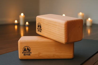 Heavy Hardwood Yoga Blocks | Maple or Cherry, Set of 2| 9x3.5x3.5 | Fenton River Woodworks