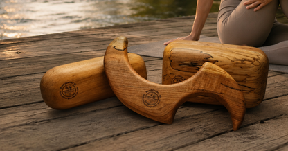 Handmade Hardwood Body Tension Bundle — Small & Large Grounding Blocks with Somatic Tool | Fenton River Woodworks