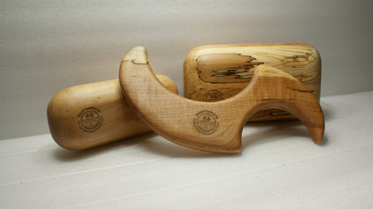Handmade Hardwood Body Tension Bundle — Small & Large Grounding Blocks with Somatic Tool | Fenton River Woodworks