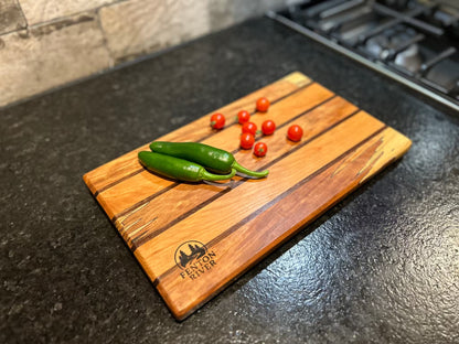 The Signature Inlay Series: Spalted Maple & Cherry with Mahogany Inlay Cutting Board | Fenton River Woodworks