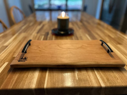 Live Edge Serving Tray with handles – Cherry Maple, Farmhouse Decor | Fenton River Woodworks