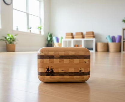 Artisan Weighted Hardwood Somatic Grounding Block (9x6x3) — Solid Mahogany, Cherry, and Maple Prop