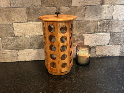 Precision-Built Wood K-Cup Storage Carousel: 40-Pod Rotating Organizer for the Modern Coffee Bar
