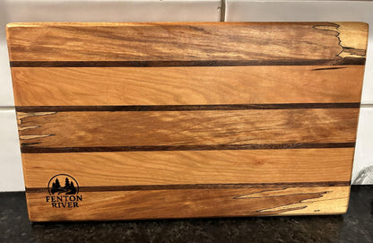 The Signature Inlay Series: Spalted Maple & Cherry with Mahogany Inlay Cutting Board | Fenton River Woodworks
