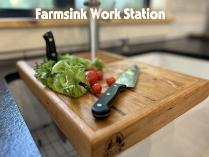 Customizable Over-the-Sink Workstation: Cutting Board & Drying Rack for Farmhouse or Undermount Sinks