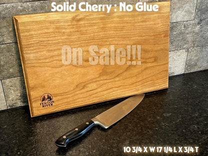 Handcrafted Solid Cherry Cutting Board, Rustic Charcuterie Tray | No Glue | Fenton River Woodworks