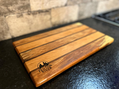 The Signature Inlay Series: Spalted Maple & Cherry with Mahogany Inlay Cutting Board | Fenton River Woodworks