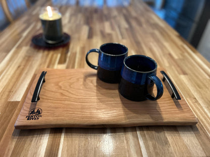 Live Edge Serving Tray with handles – Cherry Maple, Farmhouse Decor | Fenton River Woodworks