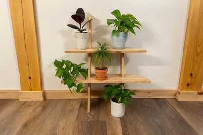 The Tool-Free Corner or Wall Ladder: Solid Pine Tiered Plant Stand