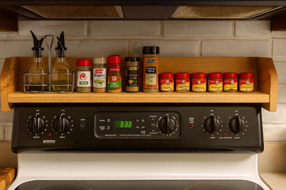 The Range-Top Series: Minimalist Solid Wood Spice Shelf | Utility stove shelf