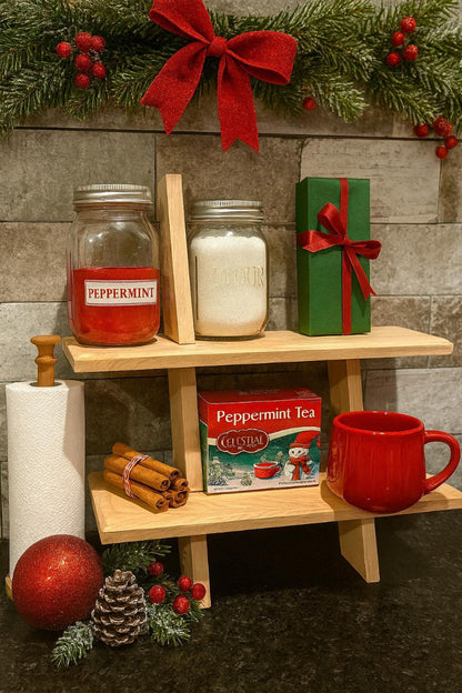 Small Ladder Stand | Coffee Station Shelf | Bathroom Towel Rack | Gravity Plant Stand | Fenton River Woodworks