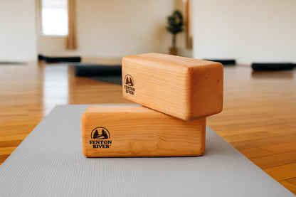 Heavy Hardwood Yoga Blocks | Maple or Cherry, Set of 2| 9x3.5x3.5 | Fenton River Woodworks