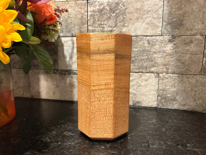 Geometric Hardwood Utensil Holder: Artisan-Finished Solid Wood |7.5 High x 4 wide