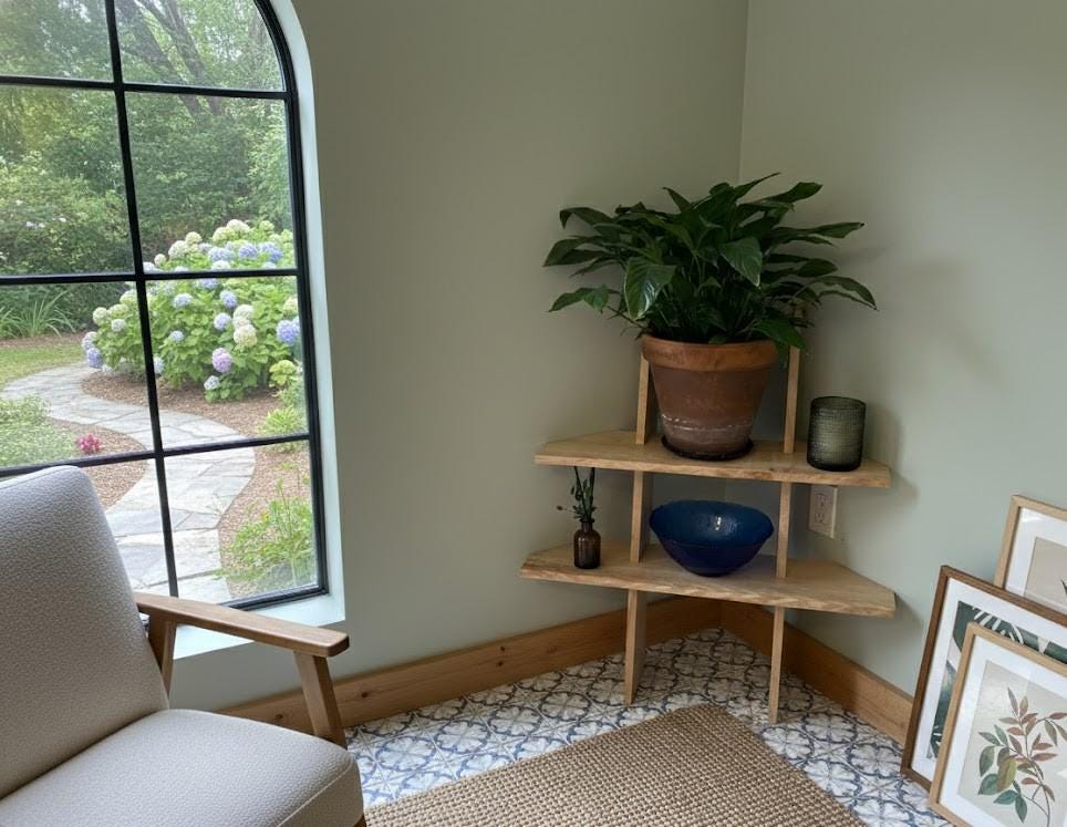 Tiered Hardwood Plant Ladder: Precision-Cut Gravity Stand in Solid Maple or Cherry