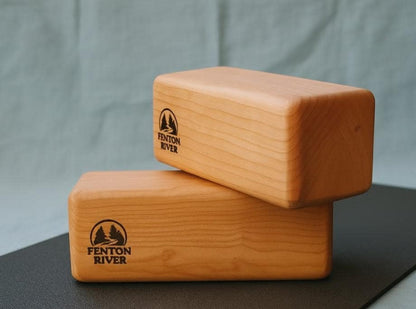 Heavy Hardwood Yoga Blocks | Maple or Cherry, Set of 2| 9x3.5x3.5 | Fenton River Woodworks