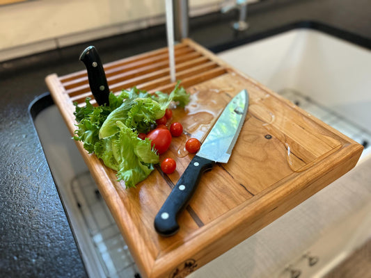 Customizable Over-the-Sink Workstation: Cutting Board & Drying Rack for Farmhouse or Undermount Sinks