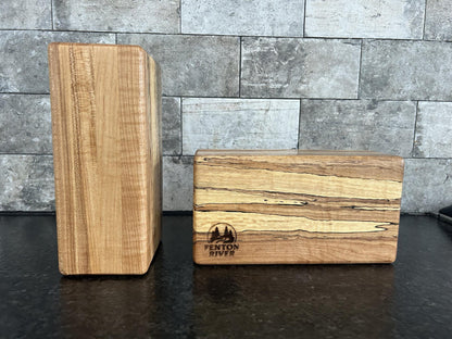 Luxury Spalted Maple | Cherry Yoga Block, Set of (2) Handcrafted Hardwood Support (9x5x3)