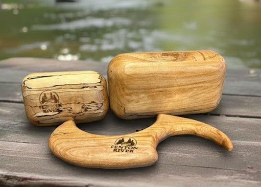 Handmade Hardwood Body Tension Set — Small & Large Grounding Blocks with Somatic Tool