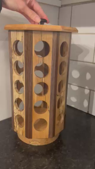 Precision-Built Wood K-Cup Storage Carousel: 40-Pod Rotating Organizer for the Modern Coffee Bar