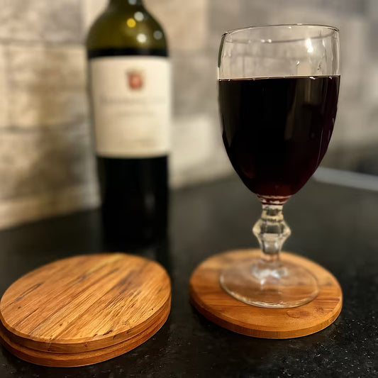 Spalted Maple or Cherry Coaster Set (4) | Handmade Customizable 6” Wood Drink Coasters | Fenton River Woodworks